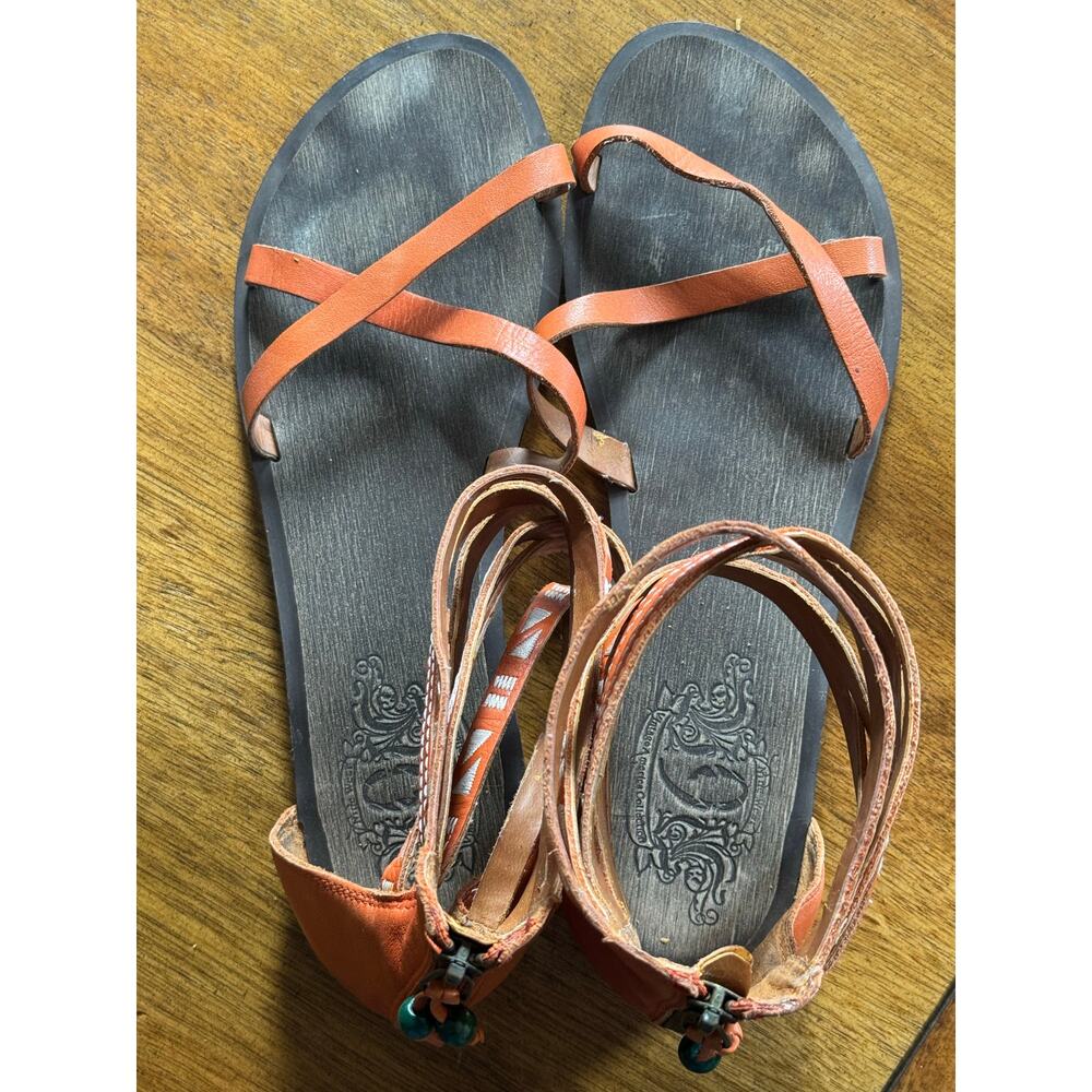Nine West Vintage America Captivate Sandals Sz 10 Leather Gladiator Boho - Picture 8 of 10